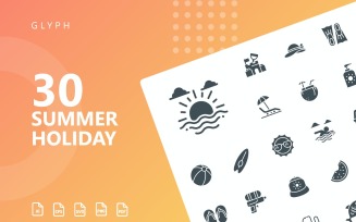Summer Holiday Glyph Icon Set