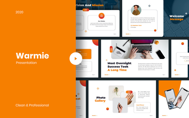 Warmie - Clean PowerPoint template PowerPoint Template