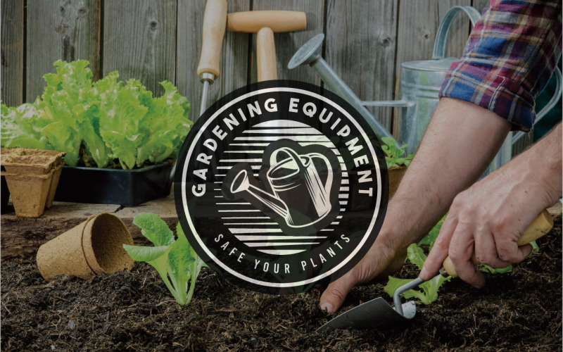 Gardening Equipment Vintage Logo Template
