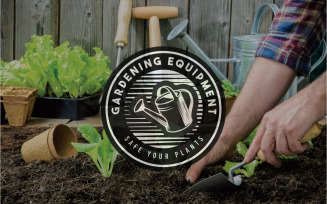 Gardening Equipment Vintage Logo Template