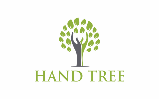 Hand tree line Logo Template