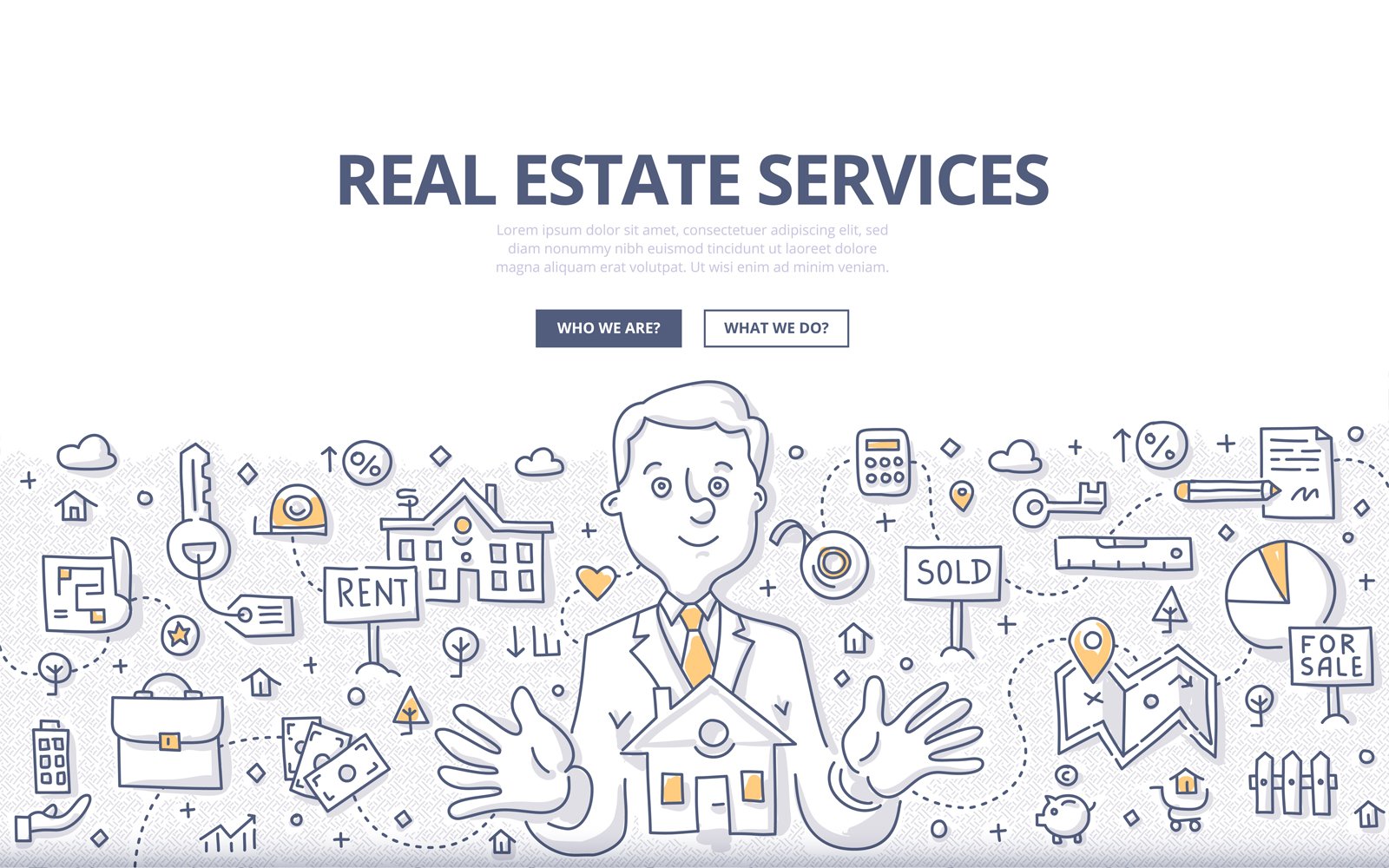 Template #123600 Estateagentrentalhomerentlocationdoodlebusinessmanmortgageresidentialresidencesellersold  Webdesign Template - Logo template Preview