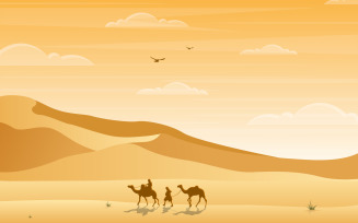 Camel Rider Crossing Vast Desert Hill - Illustration