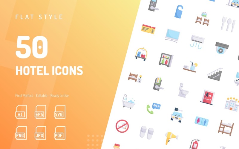 Hotel Flat Icon Set