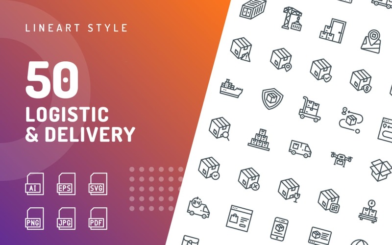 Logistic Delivery Line Icon Set
