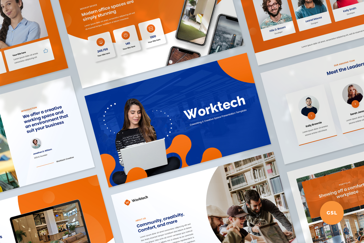 "Coworking and Creative Space Presentation Template" - Google Slides №123923