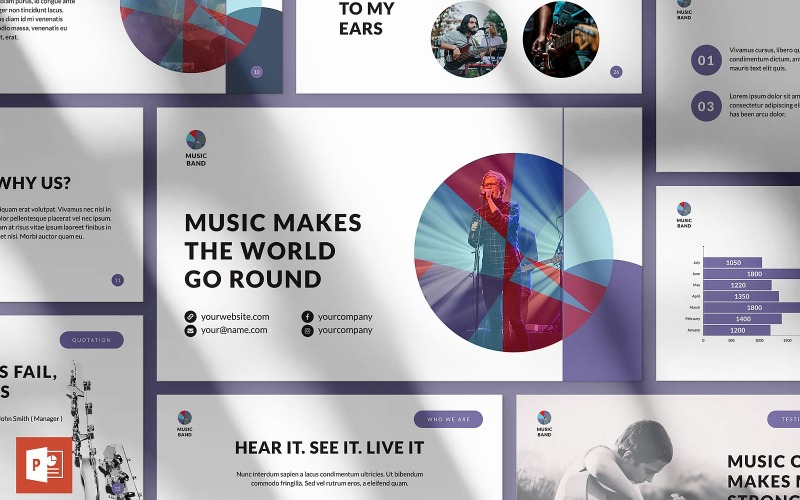 Music Band Presentation PowerPoint template PowerPoint Template