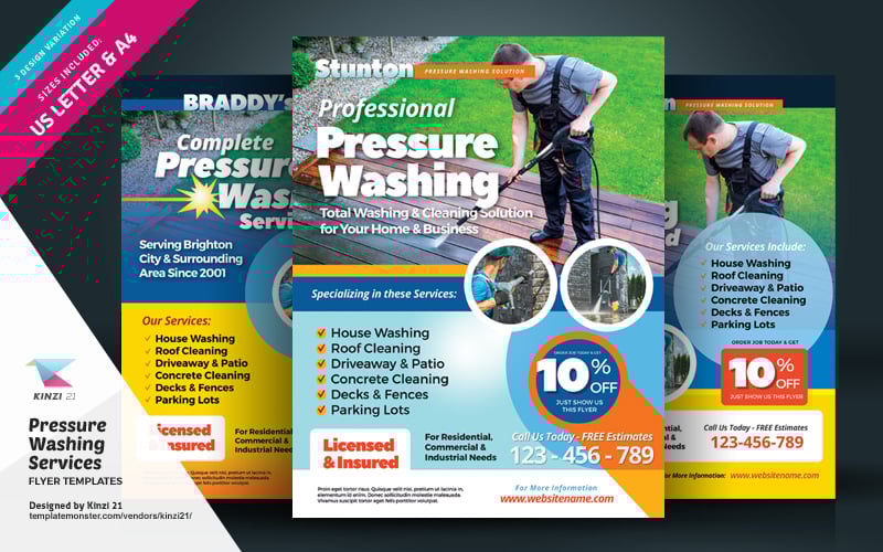 Pressure Washing Services Flyer Márkastílus sablon 123984