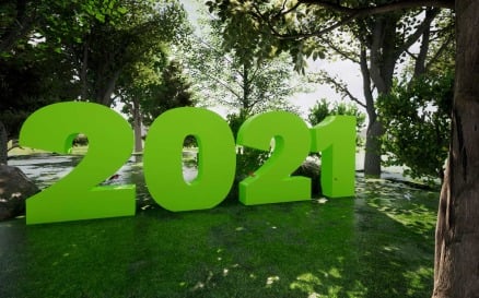 2021 With Green Trees Background Stock Video