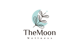 Flowers and Moon Beauty Logo Template