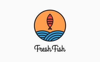 Fish Round Logo Template