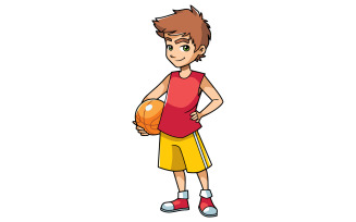 Basketball Boy on White - Illustration