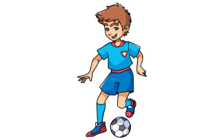 Football Playing Boy - Illustration