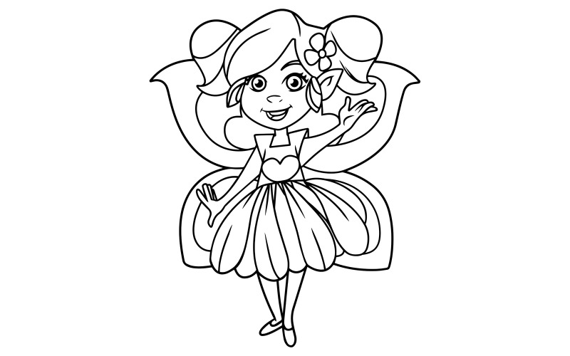 Little Fairy Line Art - Illustration