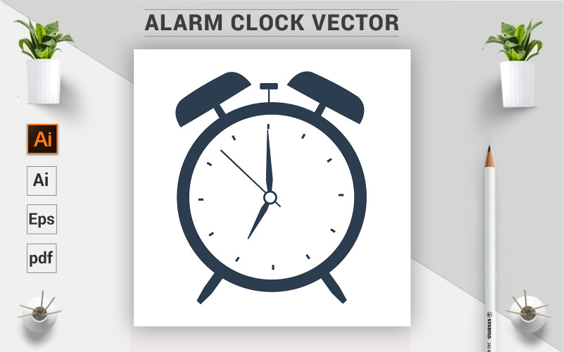 Clean - Alarm Clock - Vector Image Vector Graphic