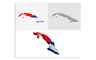 3D and Flat Cuba Map - Vector Image