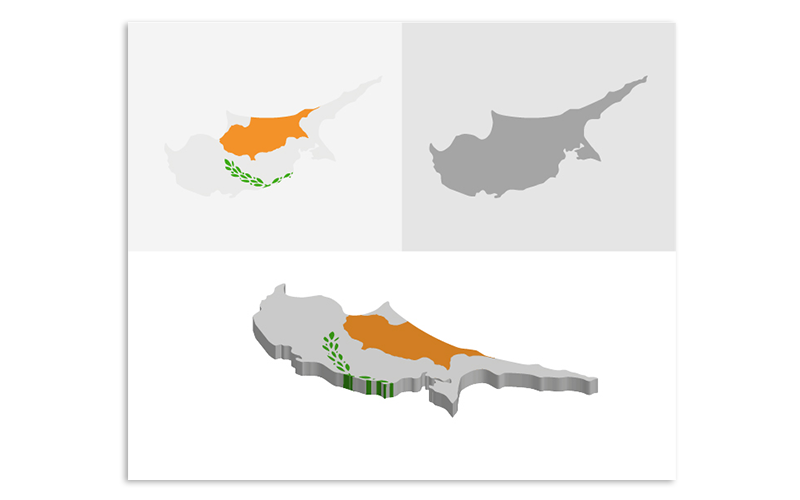 3D and Flat Cyprus Map - Vector Image Vector Graphic