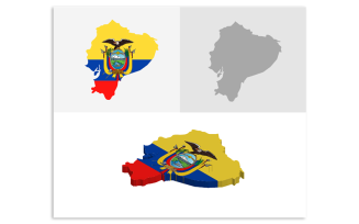 3D and Flat Ecuador Map - Vector Image