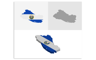 3D and Flat El Salvador Map - Vector Image