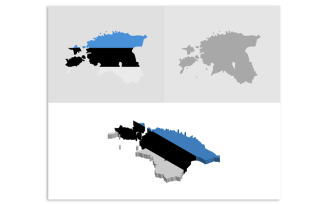 3D and Flat Estonia map - Vector Image