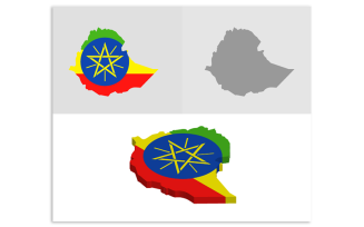 3D and Flat Ethiopia Map - Vector Image