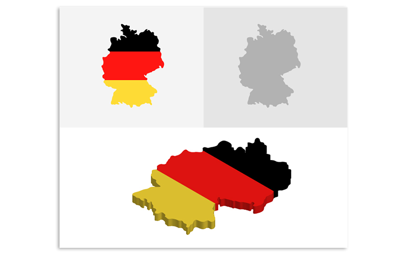 3D and Flat Germany Map - Vector Image Vector Graphic