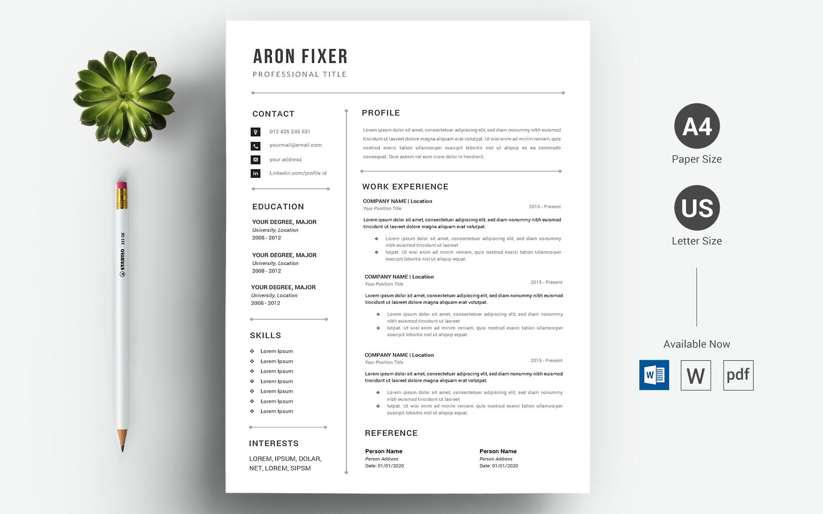 Template #124500 Black Resume Webdesign Template - Logo template Preview
