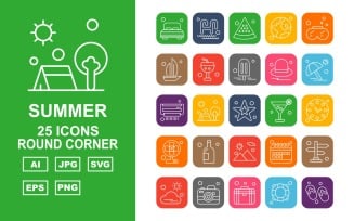 25 Premium Summer II Round Corner Pack Icon Set
