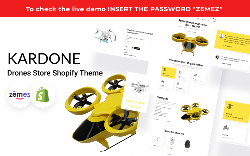 Tema Shopify Responsive #124521 "Kardone - Single Product Shop, Drones"