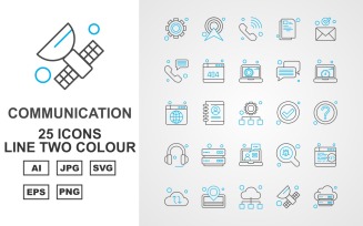 25 Premium Network And Communication Line Two Color Pack Icon Set