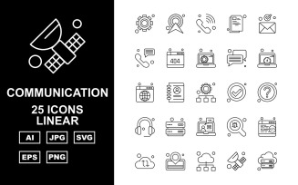 25 Premium Network And Communication Linear Pack Icon Set