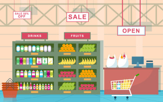 Grocery Retail Shop - Illustration