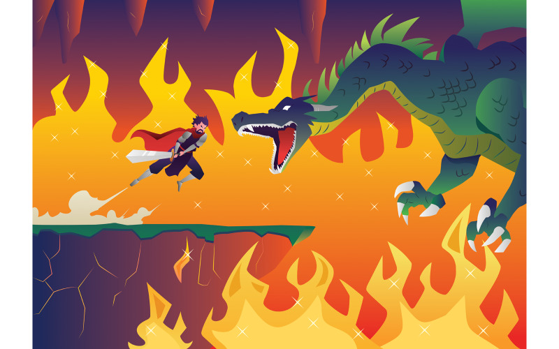 Knight versus Dragon - Illustration