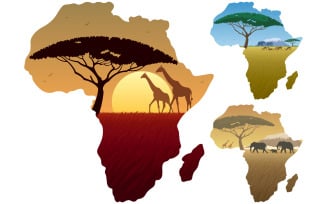 Africa Map Landscapes - Illustration