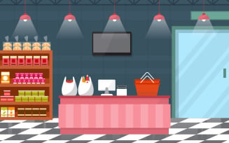 interior Grocery Store - Illustration