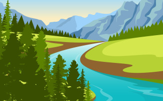 Winding River Nature - Illustration