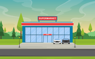 Exterior Grocery Building - Illustration
