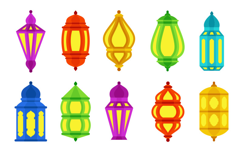 Decorative Lantern Set - Vector Image Vector Graphic