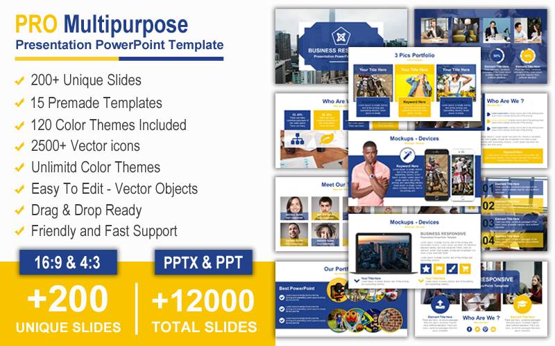"PRO Multipurpose - Modern Presentation" modèle PowerPoint Premium #125022