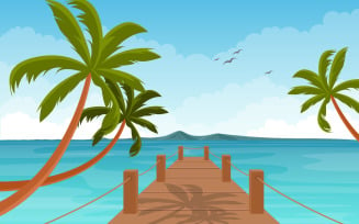 Palm Tree Beach - Illustration
