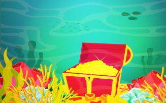Treasure Chest Underwater - Illustration