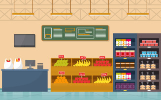 Grocery Retail Interior - Illustration