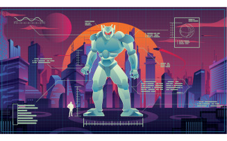 Giant Robot in Futuristic City - Illustration