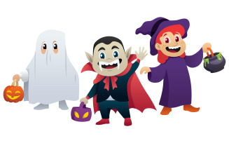 Halloween Kids on White - Illustration