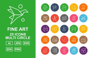 25 Premium Fine Arts Multi Circle Icon Pack Set