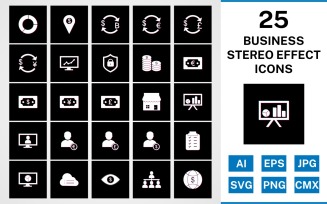 25 Business Stereo Effect Icon Set