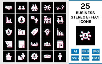 25 Business Stereo Effect Icon Set