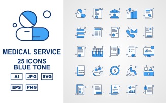 25 Premium Medical Service Blue Tone Icon Pack Set