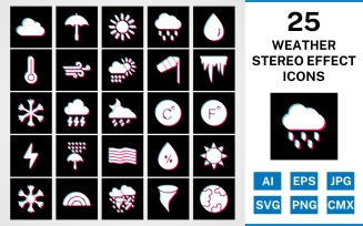 25 Weather Stereo Effect Icon Set