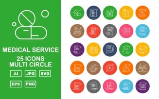 25 Premium Medical Service Multi Circle Icon Pack Set